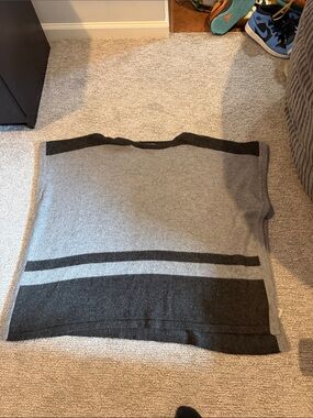Vince Camuto Gray & Charcoal Stripe Poncho Sweater